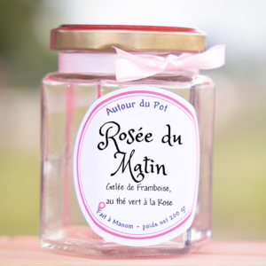 Rosée du Matin : gelée de Framboise au thé vert à la rose